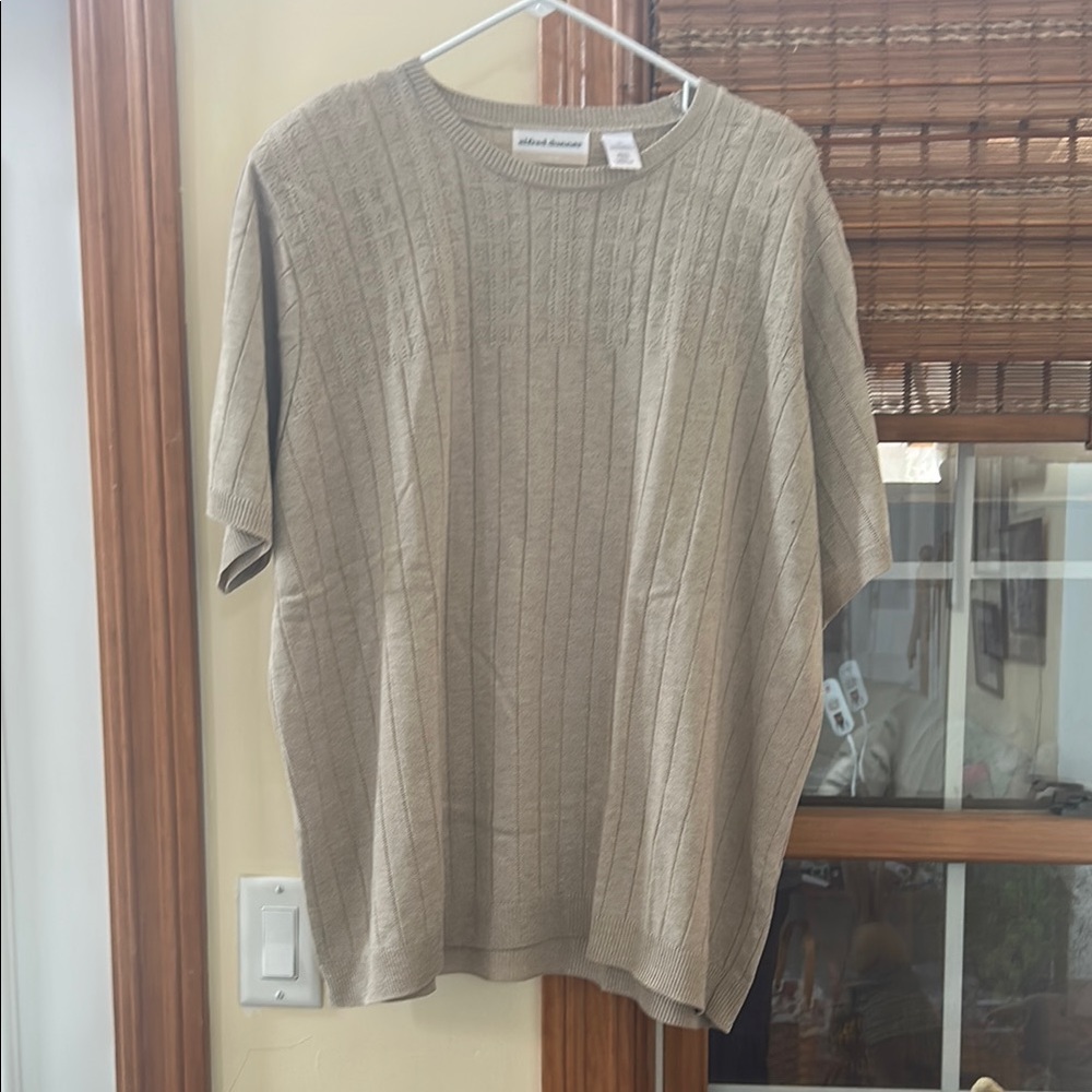 Beige Alfred Dunner Short Sleeve Sweater